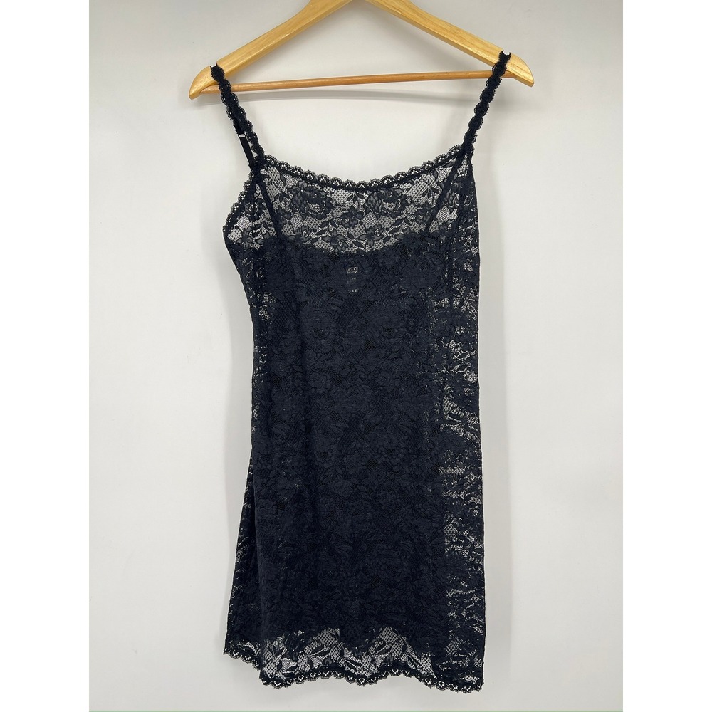 Cosabella Black Floral Lace Sheer Slip Dress Nightgown Lingerie Size L